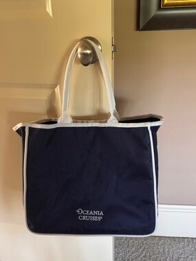 Oceania Cruises Navy & White Canvas Tote